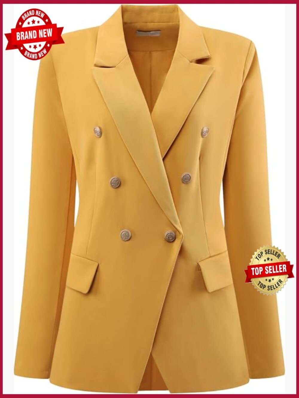 Women's Casual Suit Office Double Breasted Blazer Notch Lapel